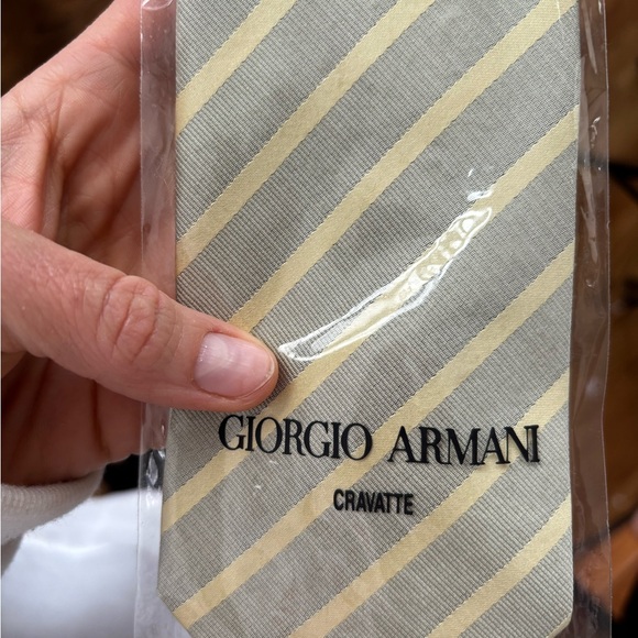 Giorgio Armani Diagonal Striped Handmade Silk Tie Made in Italy NWT